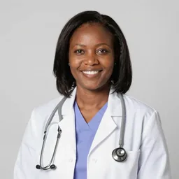 Dr. Esther Njeri, AI-generated portrait of a fictional doctor