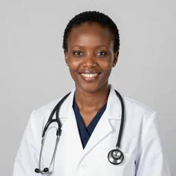 Dr. Achieng Otieno, AI-generated portrait of a fictional doctor